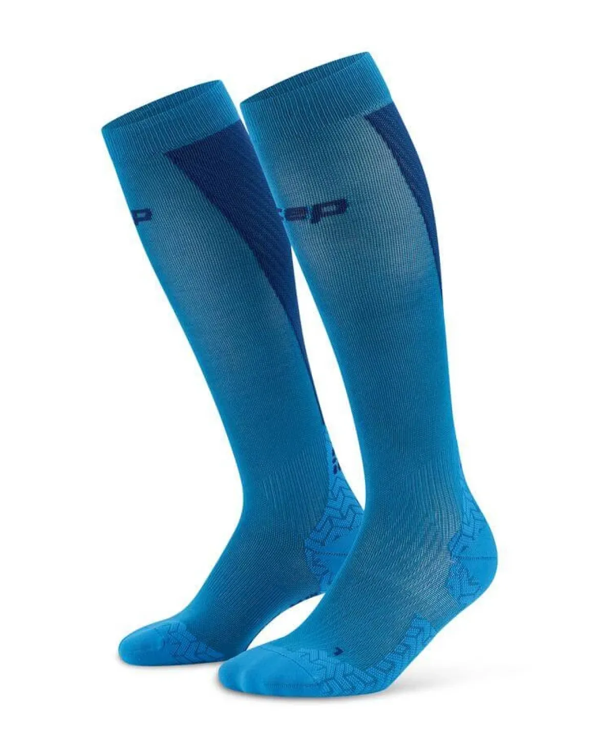 Damskie długie skarpety kompresyjne sportowe CEP Core Run Ultralight niebieskie