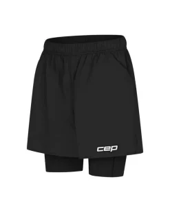 Damskie kompresyjne spodenki sportowe 2w1 CEP Core Run czarne