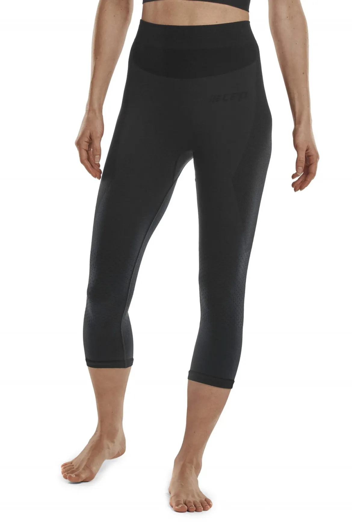 Damskie legginsy sportowe 3/4 z wełną Merino CEP czarne