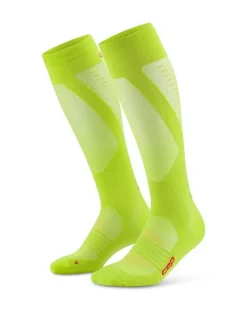 Damskie podkolanówki kompresyjne do biegania PRO Run Ultralight CEP limonkowe