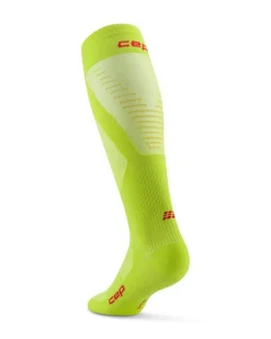 Damskie podkolanówki kompresyjne do biegania PRO Run Ultralight CEP limonkowe