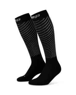 Damskie skarpetki odblaskowe do biegania podkolanówki kompresyjne CEP Pro Run Reflective 3.0 czarne