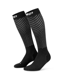 Damskie skarpetki odblaskowe do biegania podkolanówki kompresyjne CEP Pro Run Reflective 3.0 czarne