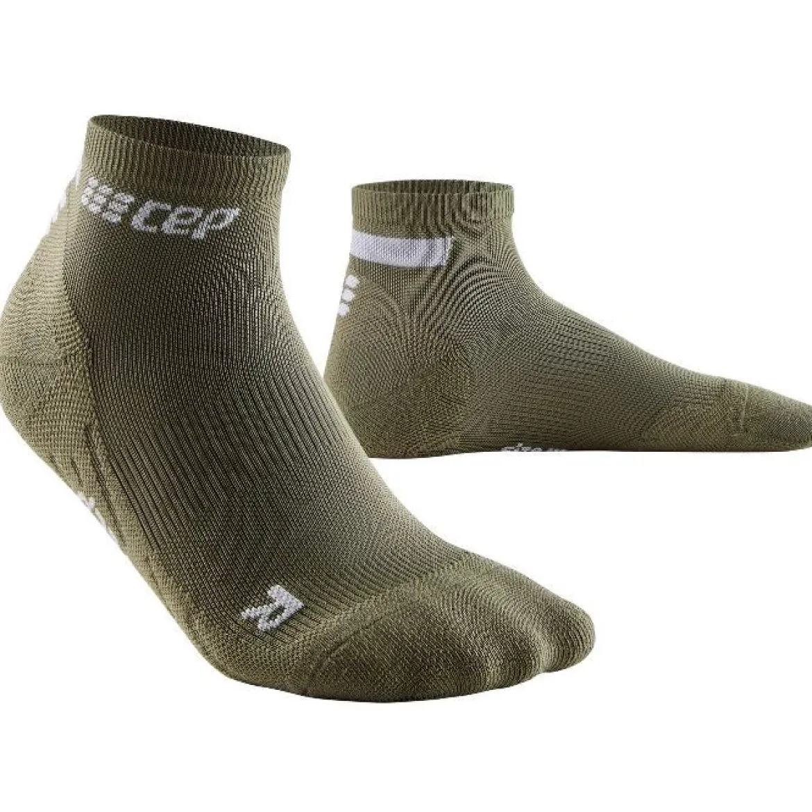 Damskie skarpety kompresyjne sportowe CEP The Run 4.0 low-cut oliwkowe