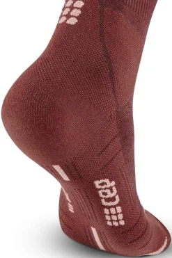 Damskie skarpety kompresyjne trekkingowe z wełną merino hiking 80's CEP krótkie brązowo-różowe