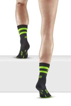Damskie skarpety kompresyjne trekkingowe z wełną merino hiking 80's CEP krótkie czarno-zielone