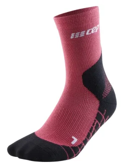 Damskie skarpety kompresyjne trekkingowe CEP z wełną Hiking Light Merino krótkie różowe