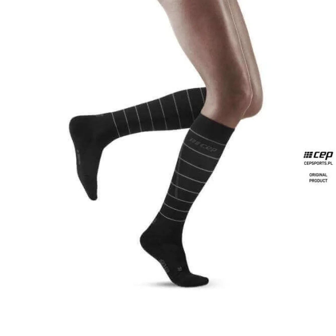Damskie skarpety kompresyjne sportowe CEP Reflective wysokie czarne