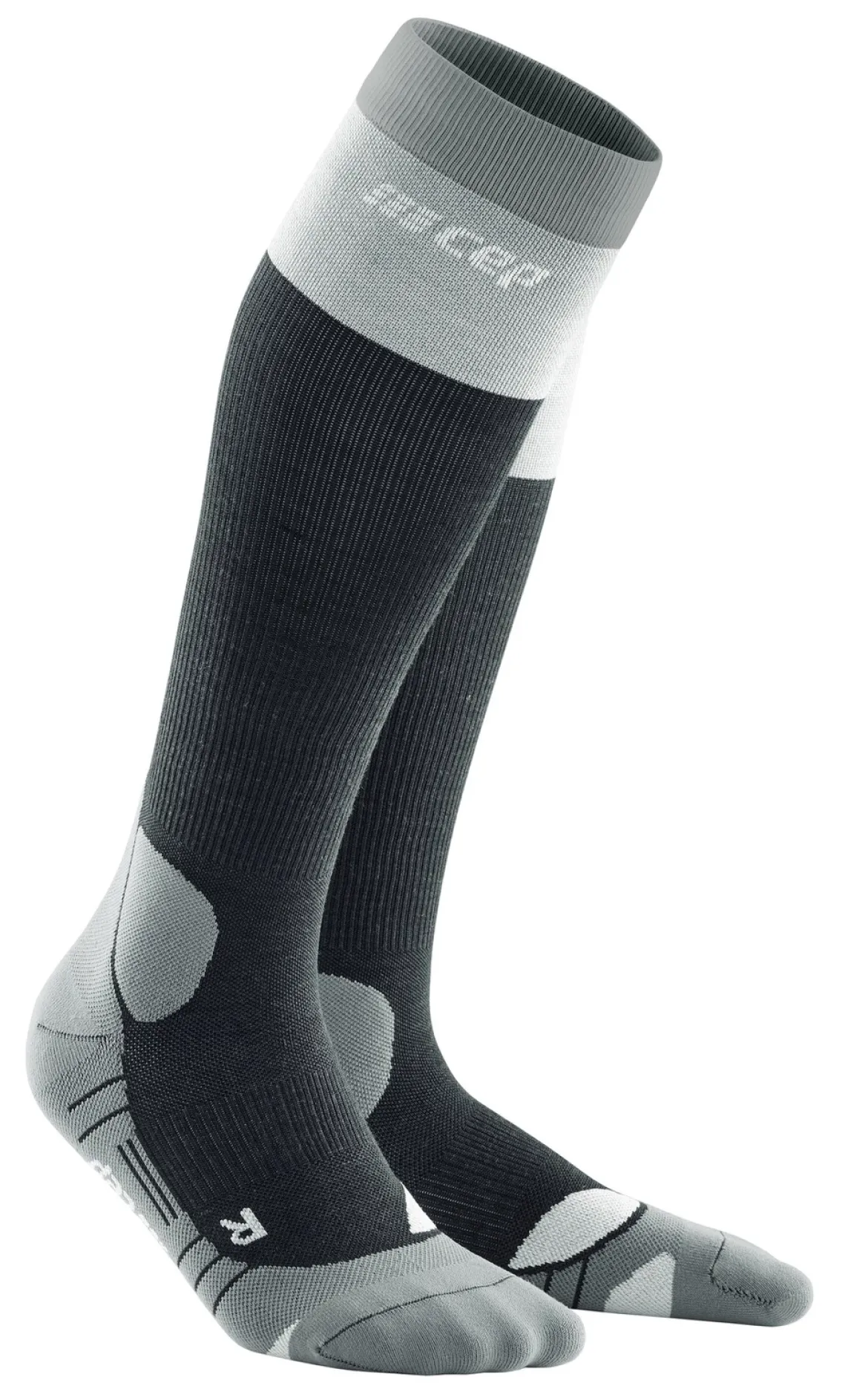 Damskie skarpety kompresyjne trekkingowe CEP z wełną Hiking Light Merino wysokie czarne