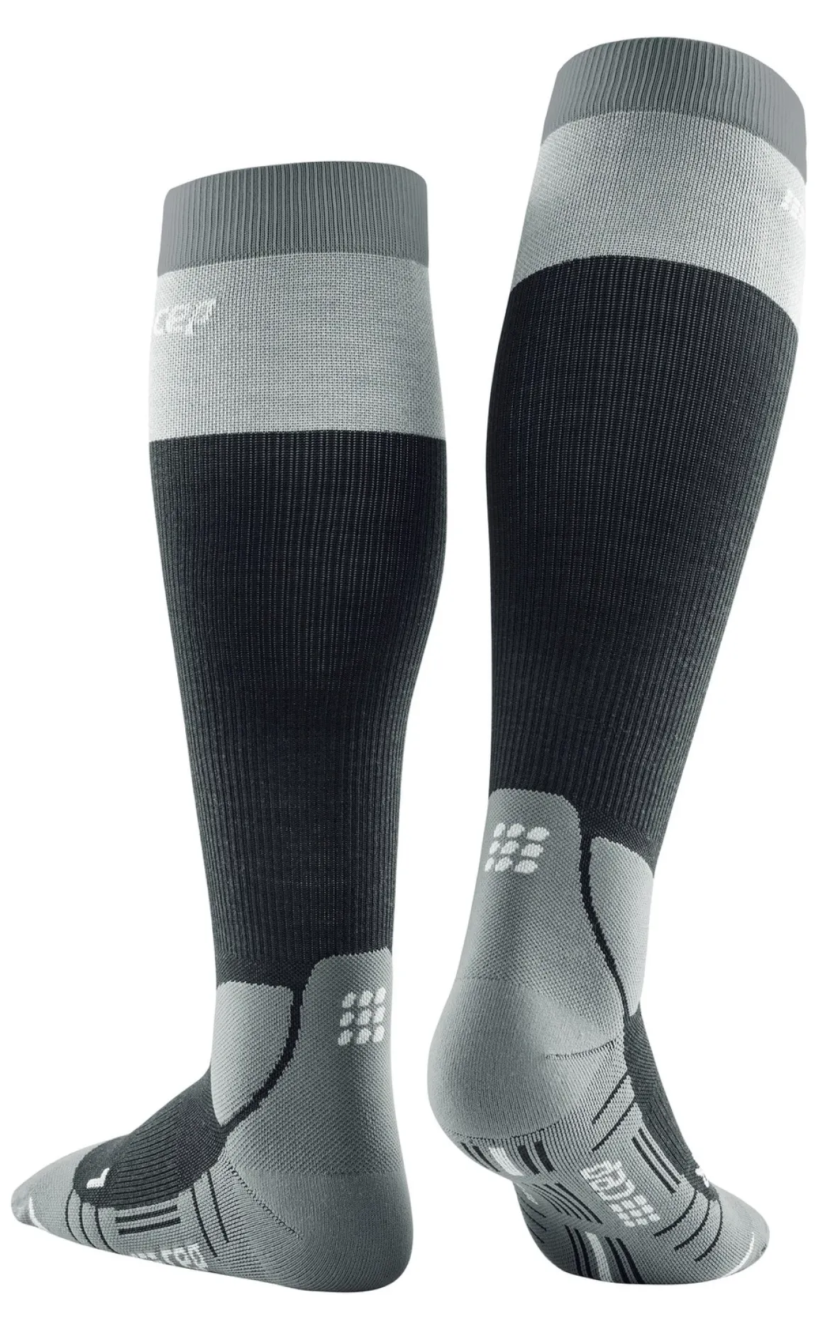 Damskie skarpety kompresyjne trekkingowe CEP z wełną Hiking Light Merino wysokie czarne