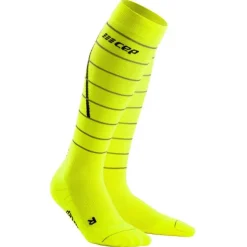 Damskie skarpety kompresyjne sportowe CEP Reflective wysokie żółte