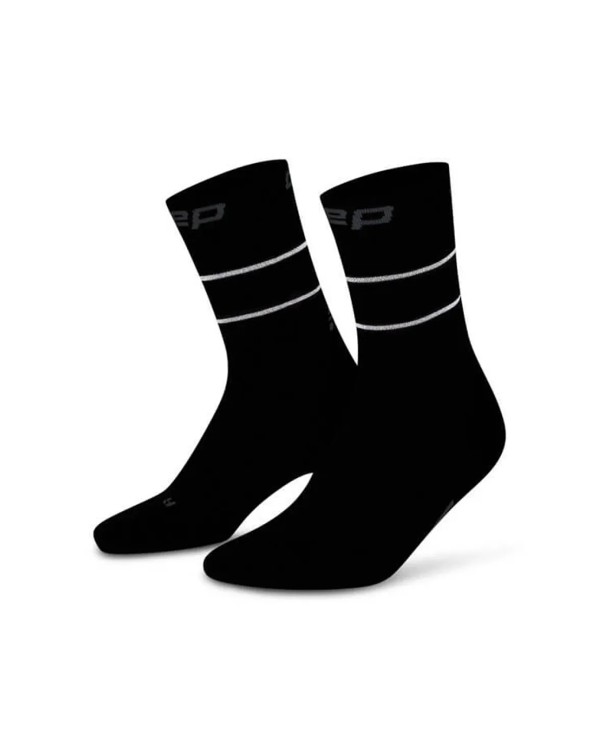 Damskie skarpety kompresyjne do połowy łydki do biegania PRO Run Reflective CEP czarne