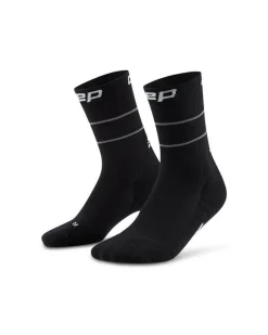 Damskie skarpety kompresyjne do połowy łydki do biegania PRO Run Reflective CEP czarne
