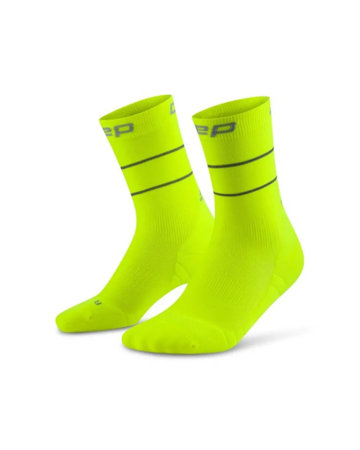 Damskie skarpety kompresyjne do połowy łydki do biegania PRO Run Reflective CEP neonowo żółte