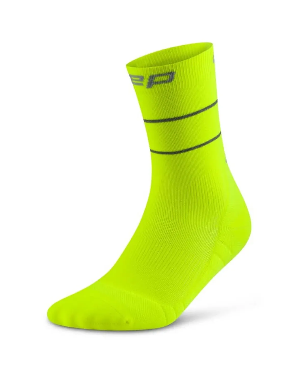 Damskie skarpety kompresyjne do połowy łydki do biegania PRO Run Reflective CEP neonowo żółte