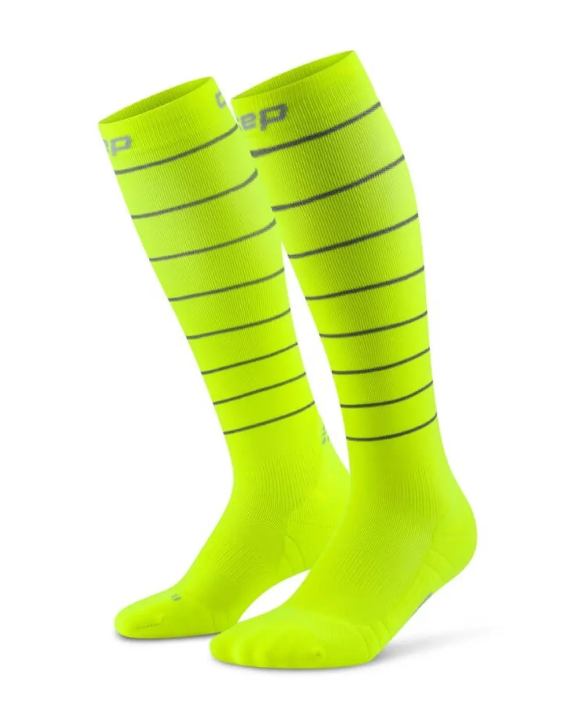 Damskie skarpety kompresyjne sportowe CEP Reflective wysokie neonowo żółte