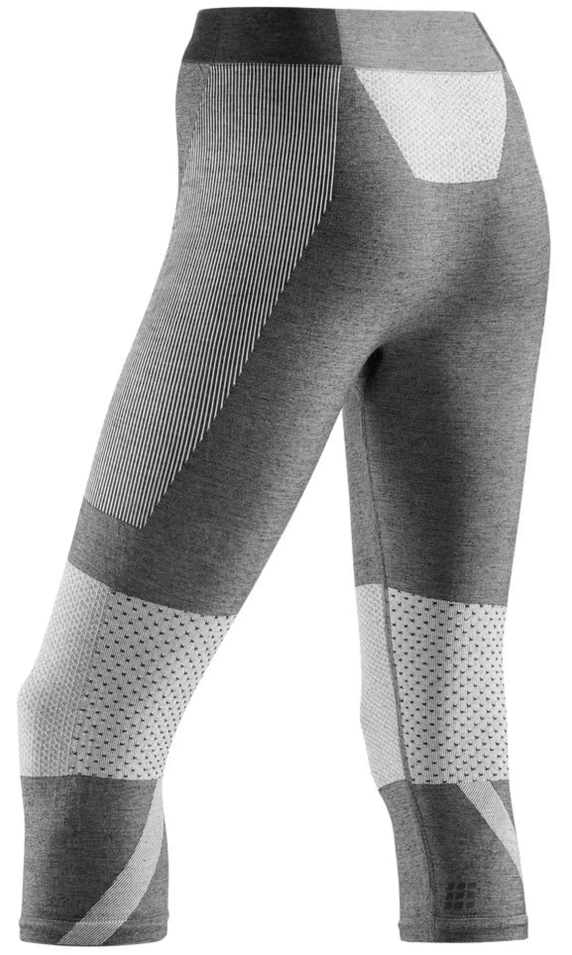 Damskie zimowe legginsy sportowe 3/4 nogawki CEP szare