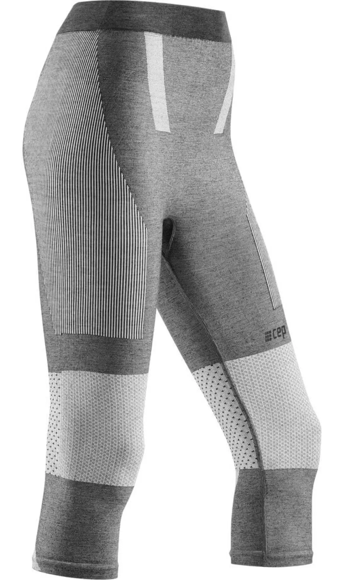 Damskie zimowe legginsy sportowe 3/4 nogawki CEP szare