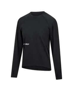 Damski longsleeve bluzka sportowa z wełny merino na zimę Core Run CEP czarna