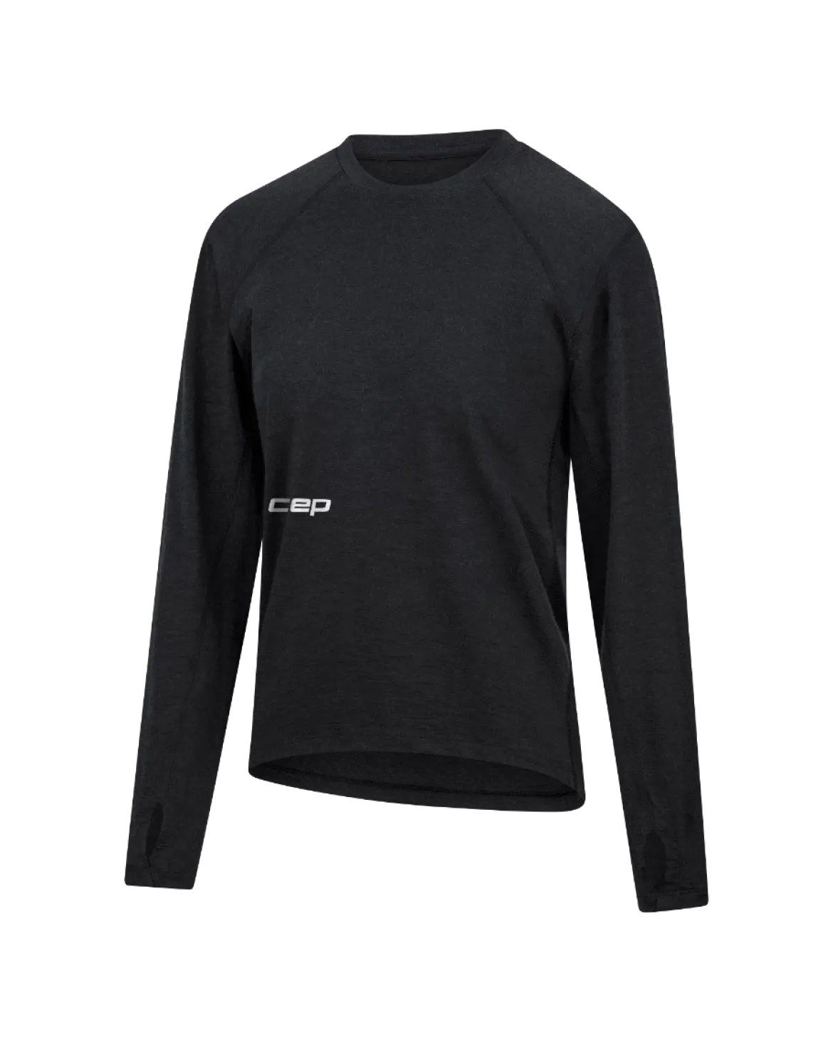 Damski longsleeve bluzka sportowa z wełny merino na zimę Core Run CEP czarna