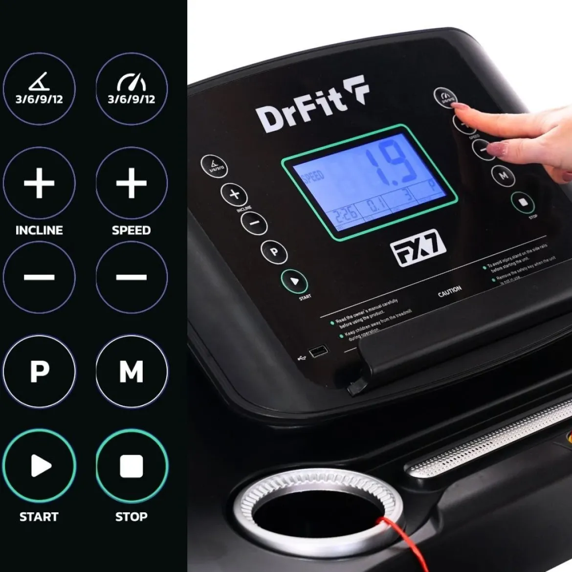 DrFit Bieżnia domowa elektryczna FX7 z automatyczną regulacją kąta nachylenia