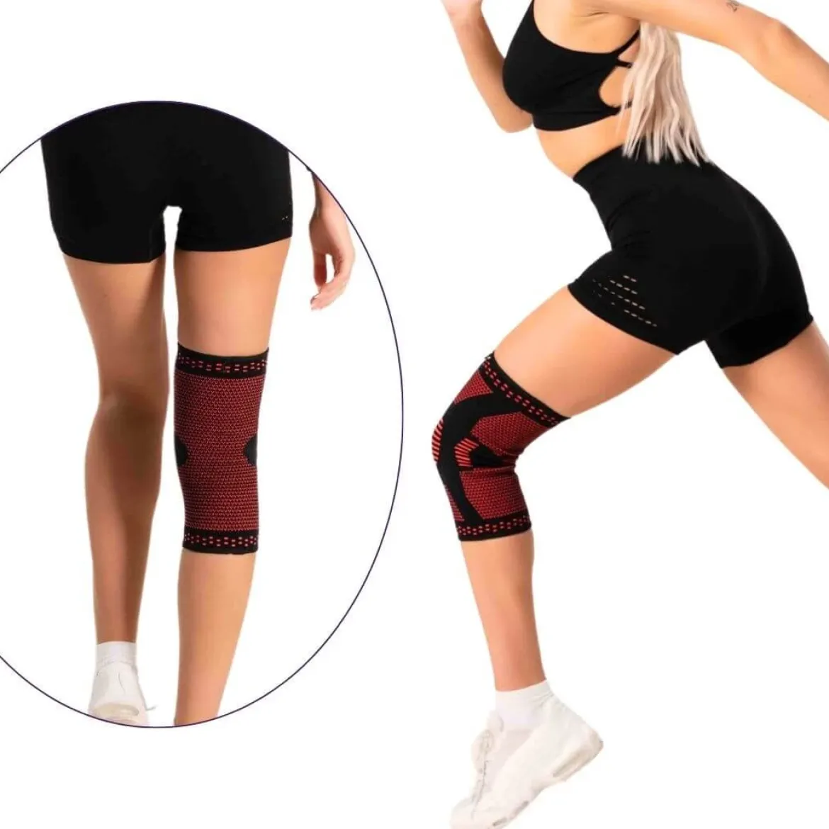 DrFit Elastyczna opaska na kolano czerwona S
