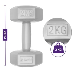 DrFit Hantle sześciokątne heksagony 2 kg szare (2 sztuki)