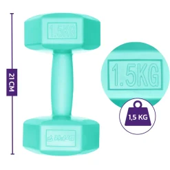 DrFit Hantle sześciokątne heksagony 1,5 kg miętowy (2 sztuki)