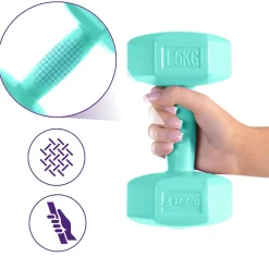 DrFit Hantle sześciokątne heksagony 1,5 kg miętowy (2 sztuki)