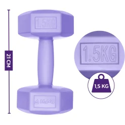 DrFit Hantle sześciokątne heksagony 1,5 kg fioletowy (2 sztuki)