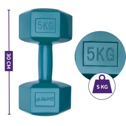 DrFit Hantle sześciokątne heksagony 5 kg ciemnozielone (2 sztuki)