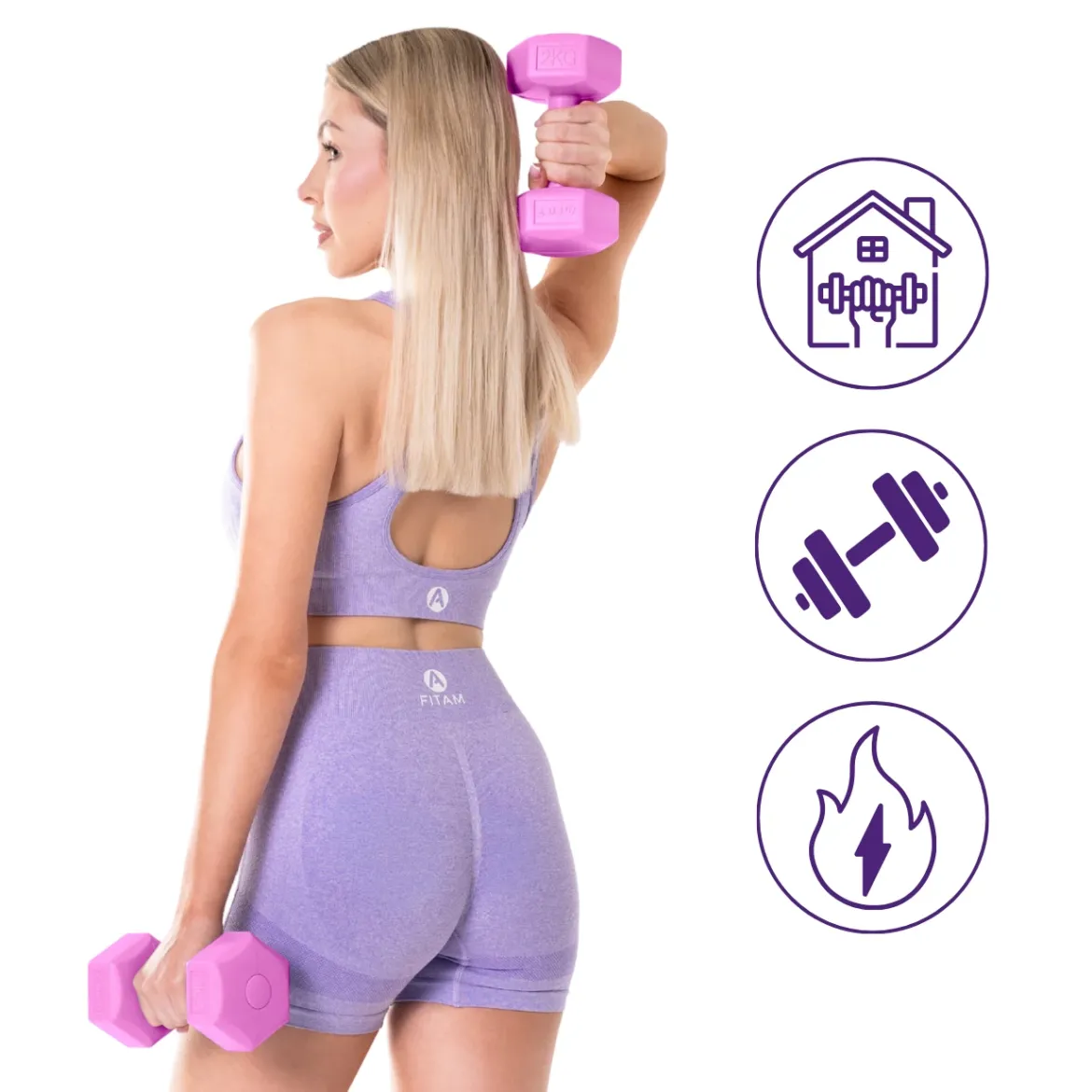 DrFit Hantle sześciokątne heksagony 2 kg różowe (2 sztuki)