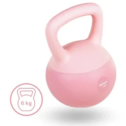 DrFit Kettlebell odważnik kulowy z piaskiem do ćwiczeń siłowych różowy 6kg