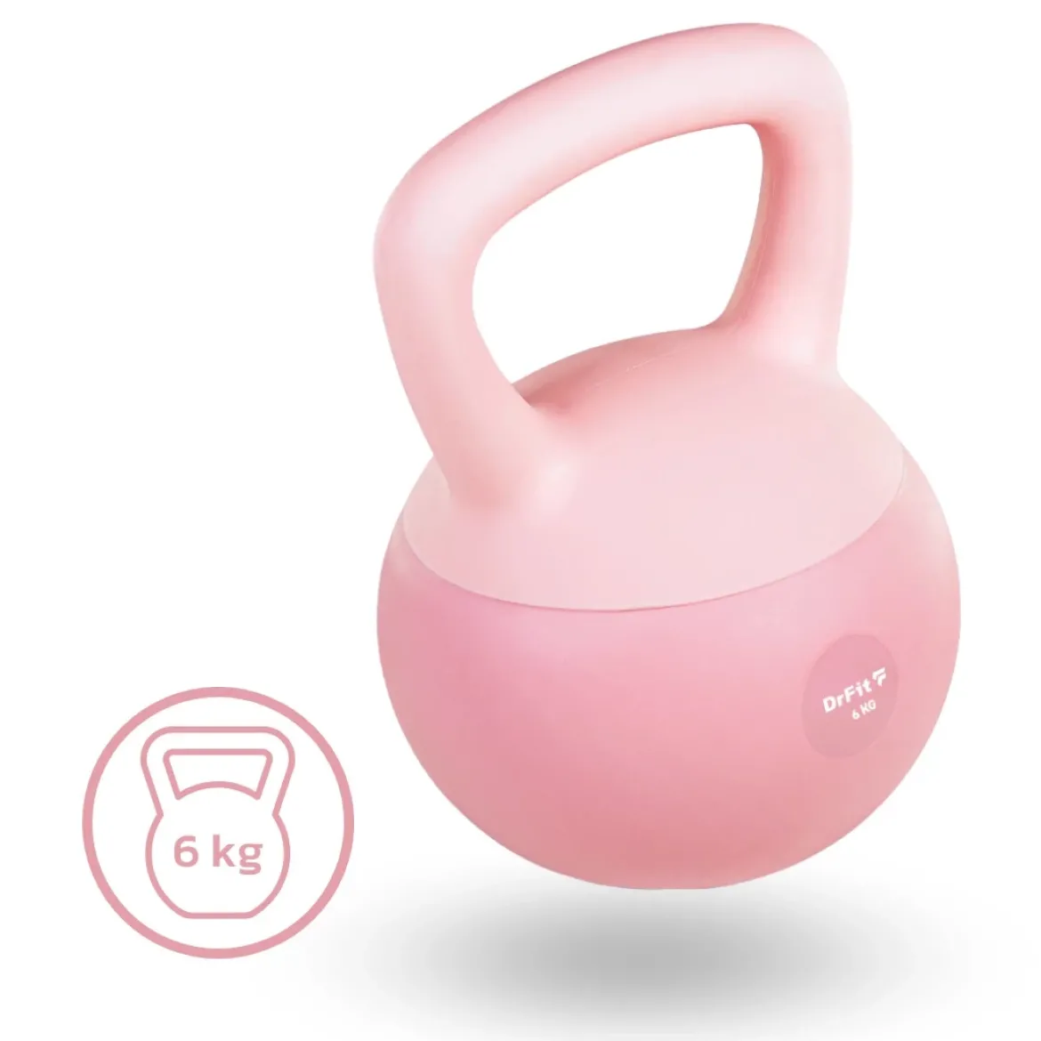 DrFit Kettlebell odważnik kulowy z piaskiem do ćwiczeń siłowych różowy 6kg
