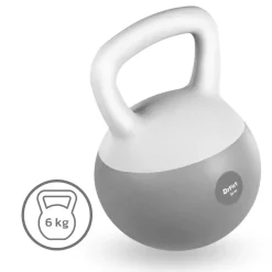 DrFit Kettlebell odważnik kulowy z piaskiem do ćwiczeń siłowych szary 16kg