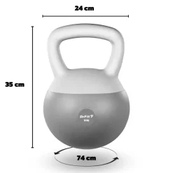 DrFit Kettlebell odważnik kulowy z piaskiem do ćwiczeń siłowych szary 16kg