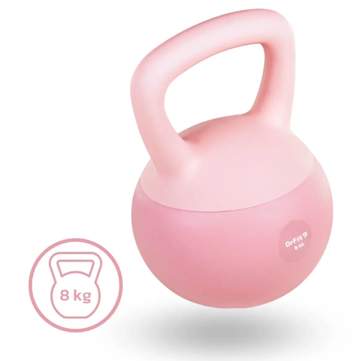 DrFit Kettlebell odważnik kulowy z piaskiem do ćwiczeń siłowych różowy 8 kg