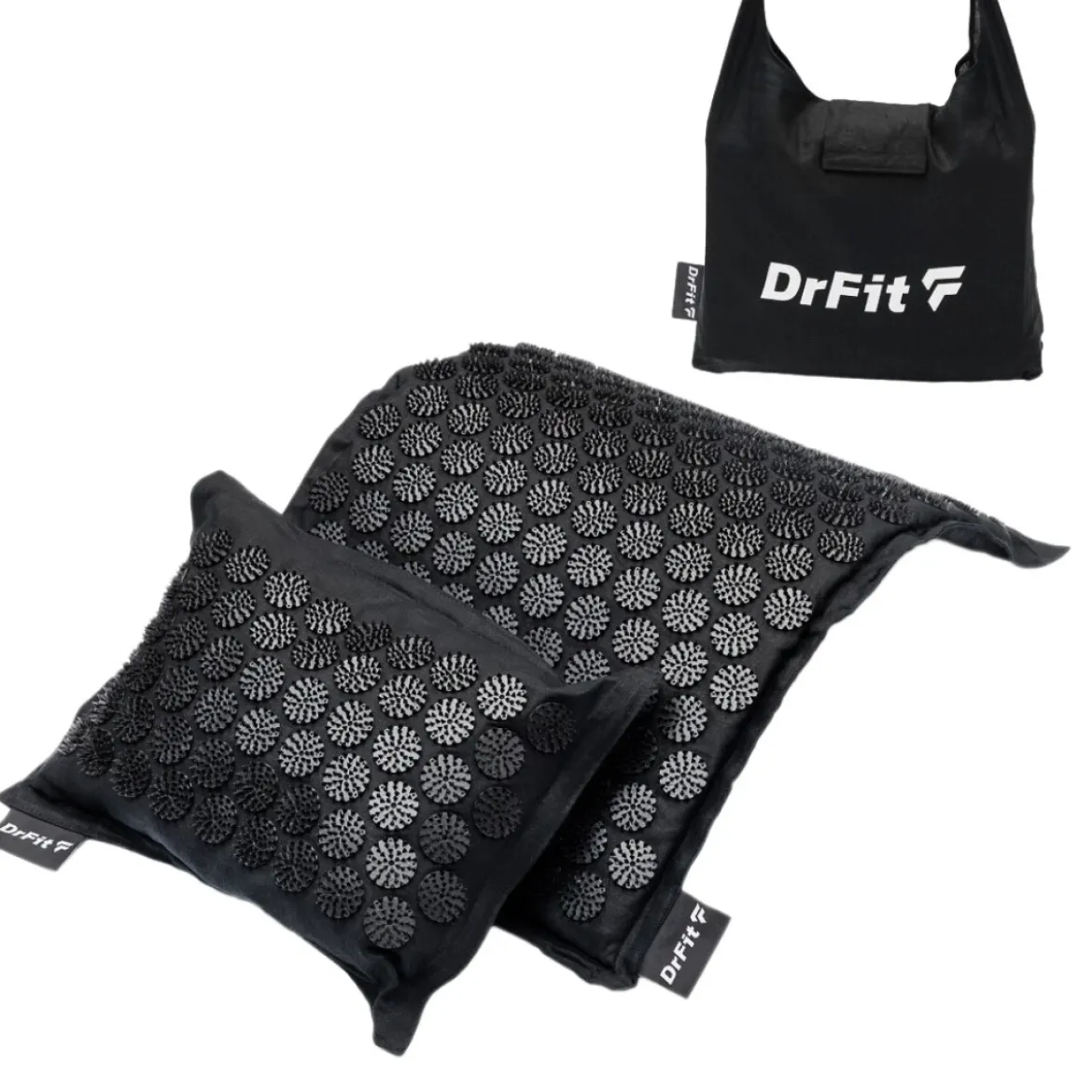 DrFit Mata do akupresury ECO HEMP + poduszka czarne igły