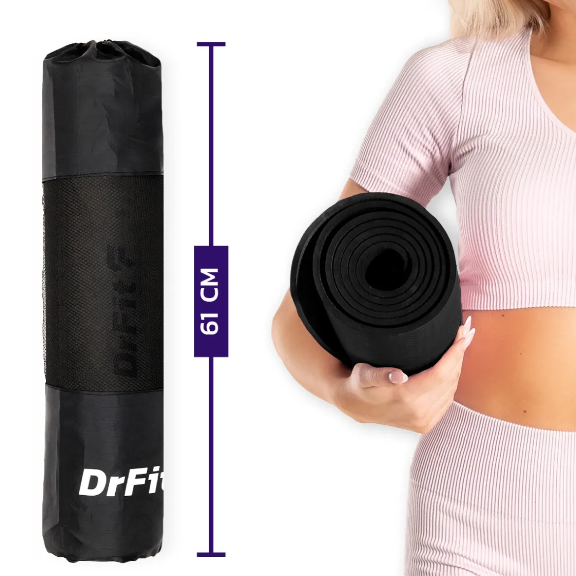 DrFit mata do ćwiczeń fitnessu i rehabilitacji czarna