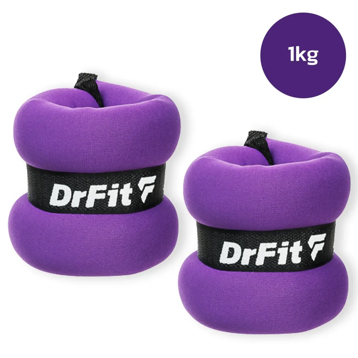 DrFit obciążniki do ćwiczeń na kostki i nadgarstki 1 kg (para) fioletowe