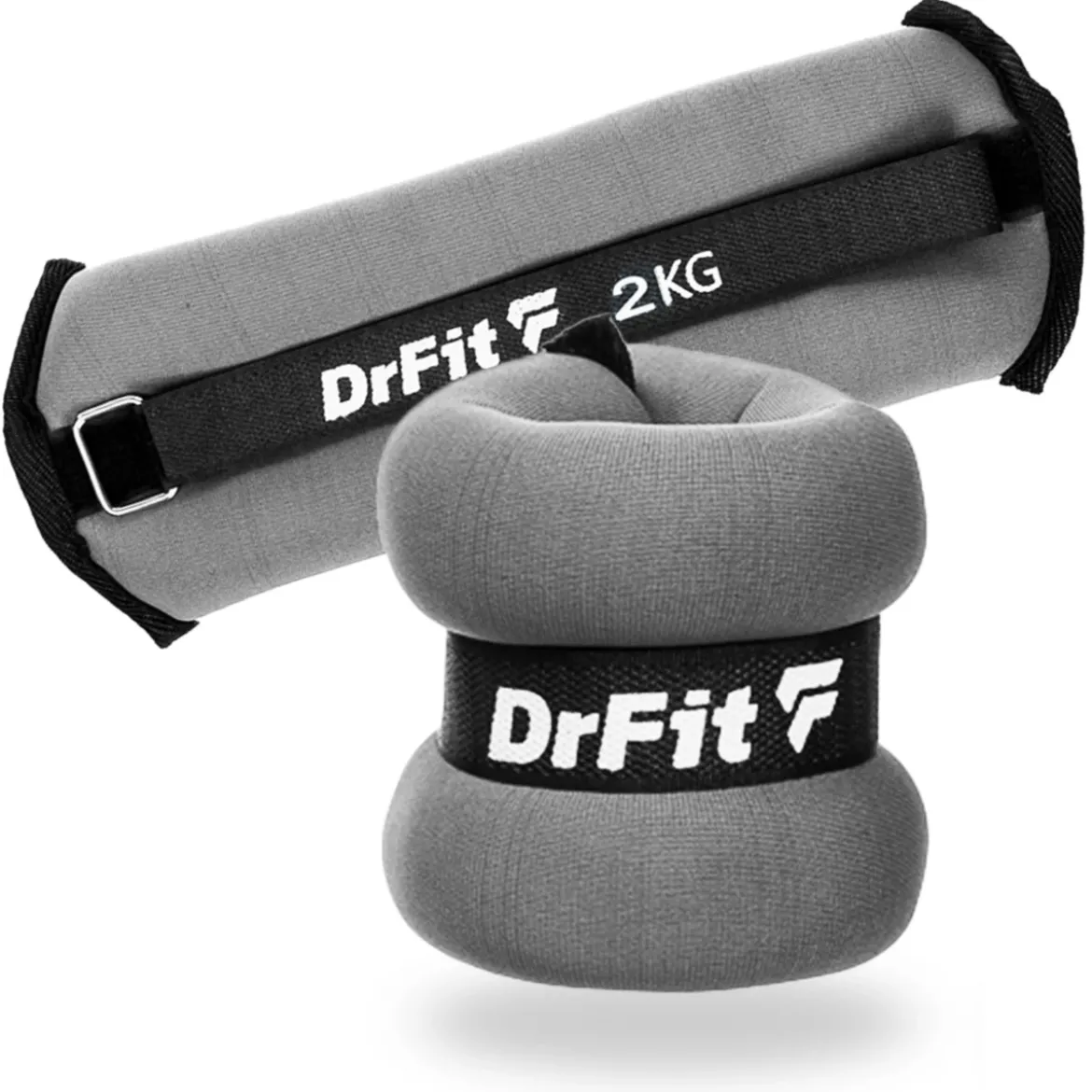 DrFit obciążniki do ćwiczeń na kostki i nadgarstki 2 kg (para) szare