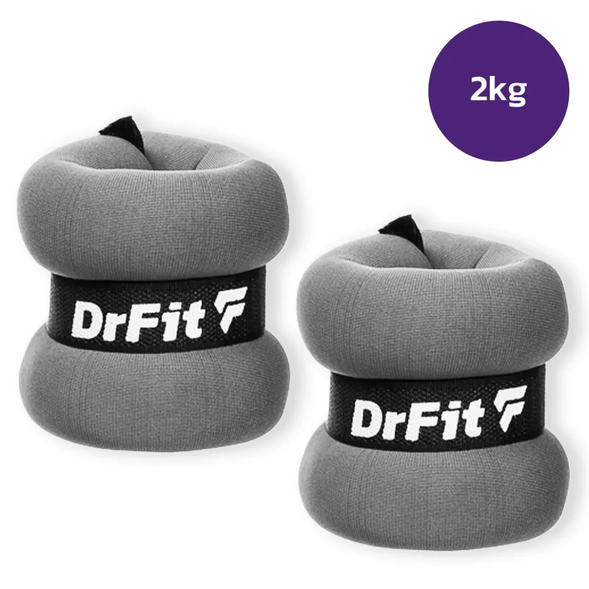 DrFit obciążniki do ćwiczeń na kostki i nadgarstki 2 kg (para) szare