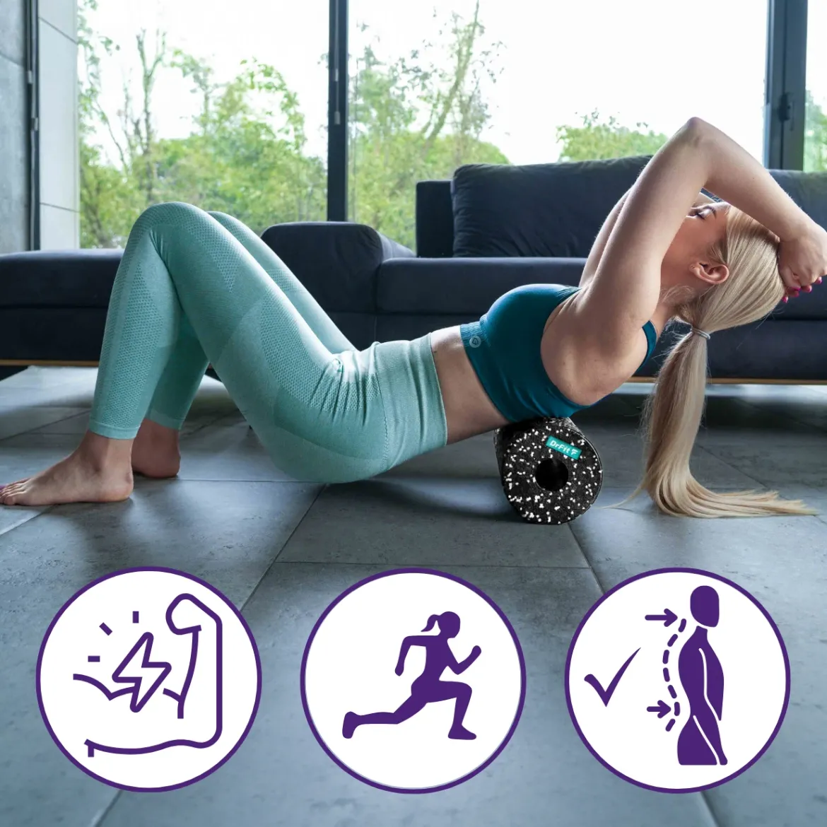 DrFit piankowy roller do masażu i rehabilitacji zestaw 4 elementy zielone kropki