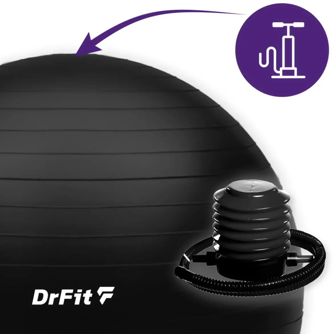 DrFit piłka do ćwiczeń fitness i rehabilitacji z pompką ø 85 czarna