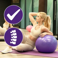 DrFit piłka do ćwiczeń fitness i rehabilitacji z pompką ø 55 fioletowa