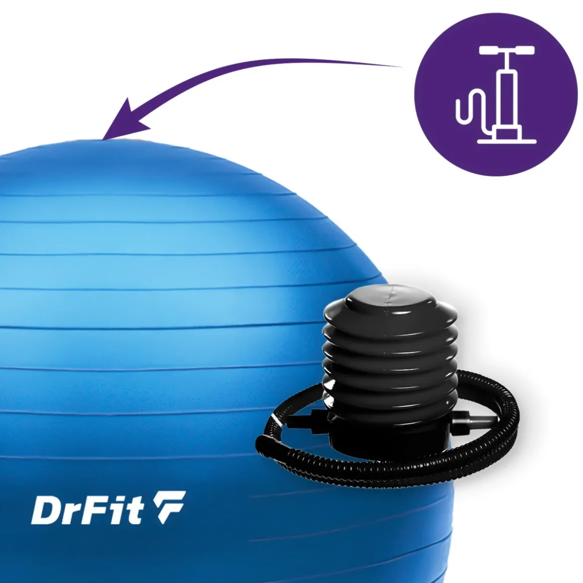 DrFit piłka do ćwiczeń fitness i rehabilitacji z pompką ø 65 niebieska