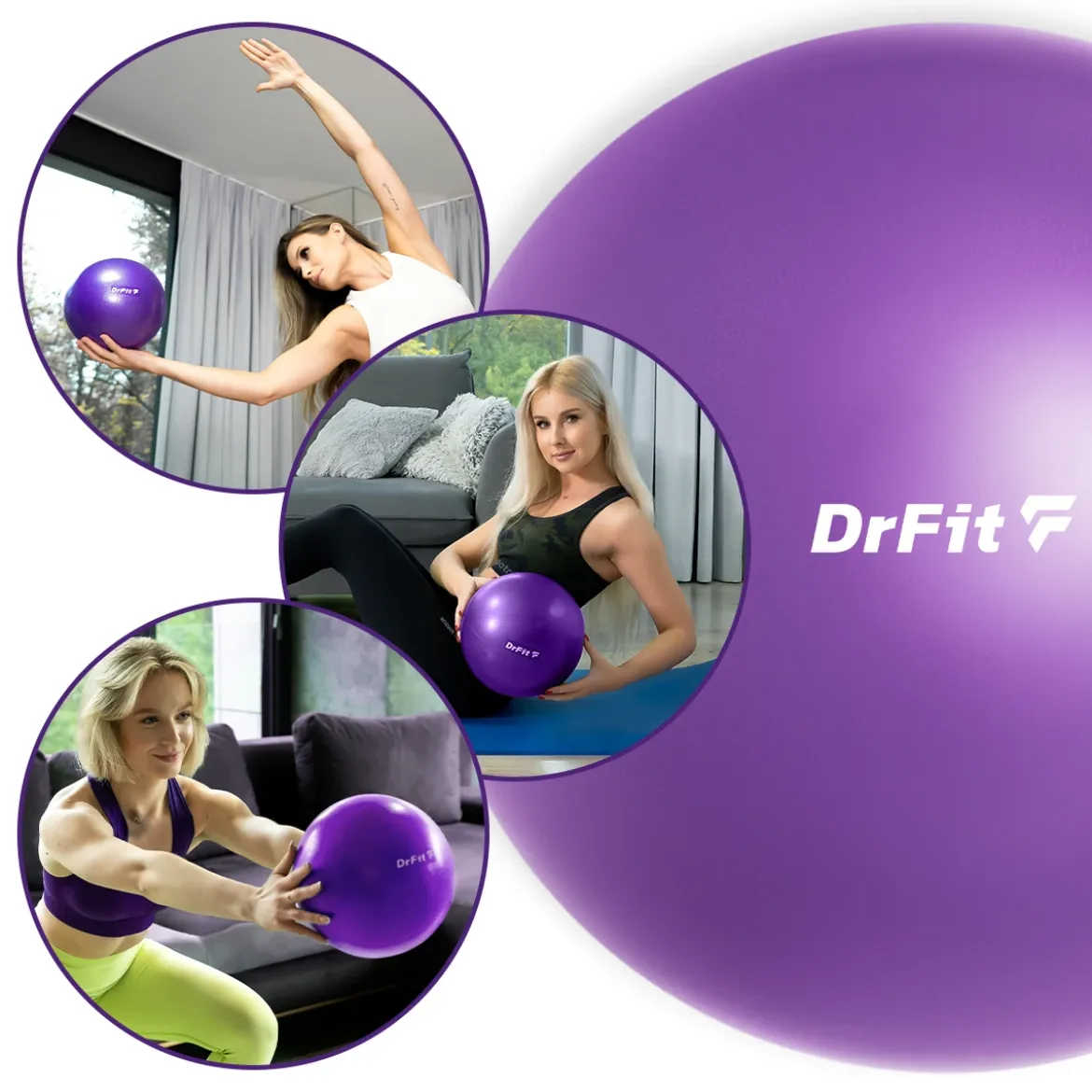 DrFit piłka do ćwiczeń i rehabilitacji ø 20 fioletowa