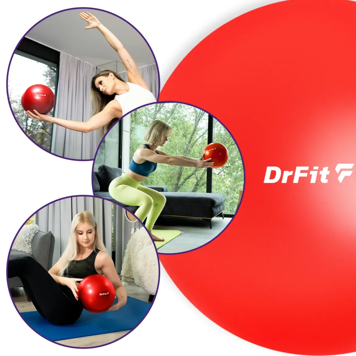 DrFit piłka do ćwiczeń i rehabilitacji ø 25 czerwona
