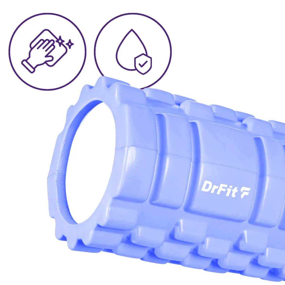 DrFit Roller do masażu i rehabilitacji z wypustkami jasnofioletowy ø 15x33