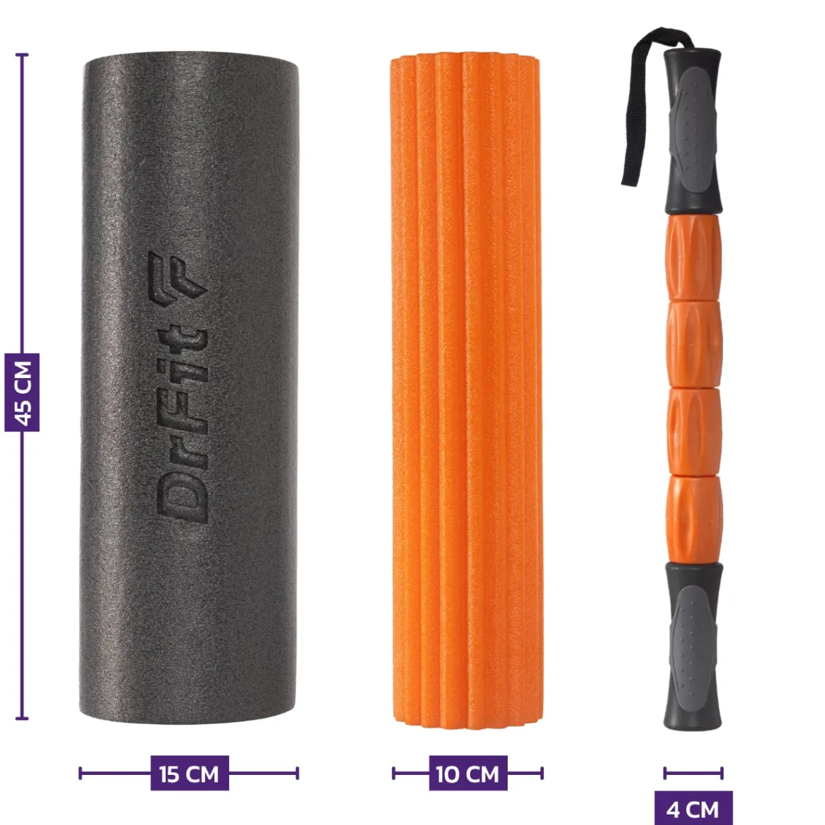 DrFit Roller do masażu i rehabilitacji 3w1 ø15x45 cm